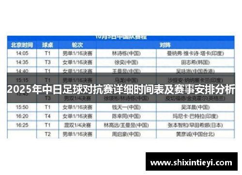 2025年中日足球对抗赛详细时间表及赛事安排分析